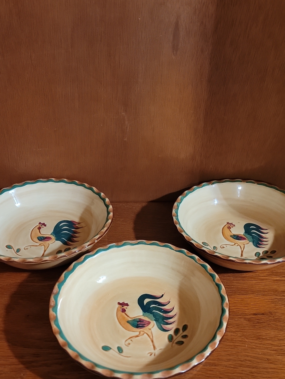 Pennsbury Pottery Hand-Painted Rooster Ceramic Bowl - Set Of 3